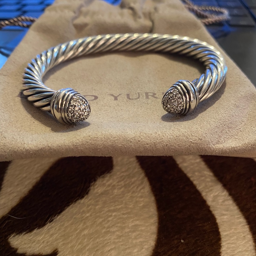 💯 David Yurman Cable Diamond Tipp Bracelet 7mm